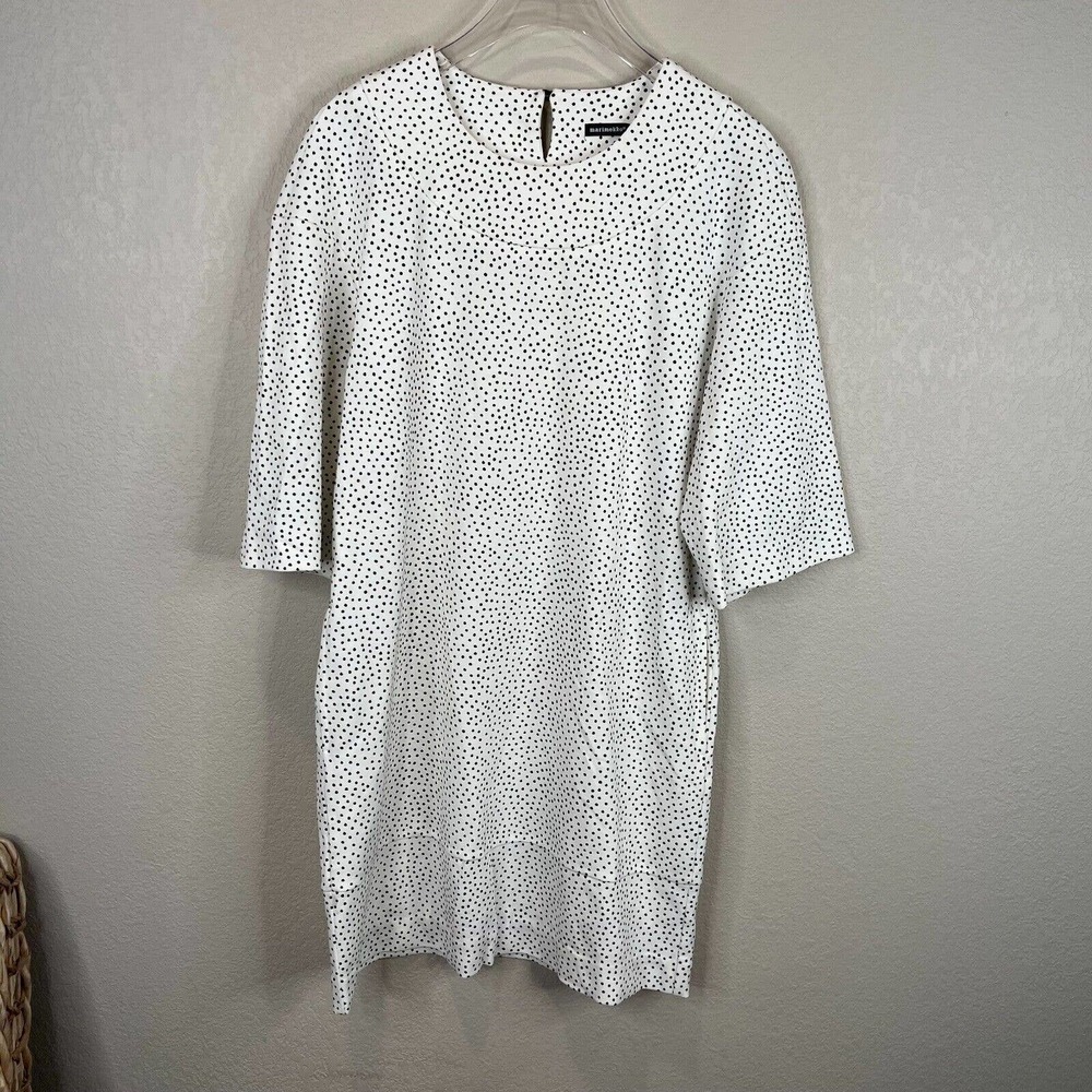 Marimekko Women Polka Dot Tunic Dress Short Sleeve White Black Size XS
